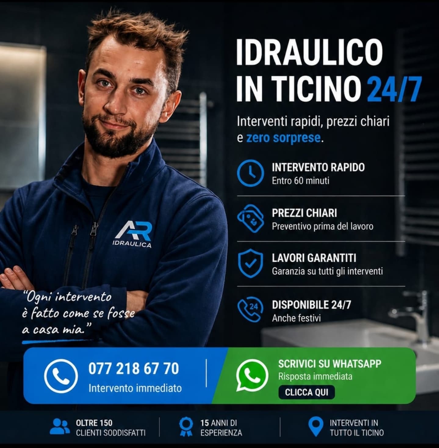 Professionista AR Idraulica in cantiere residenziale nel Locarnese